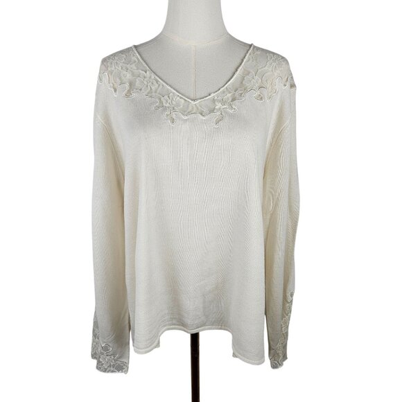 NEW! Evan-Picone Sweater Womans Size 3X Lace Trim Professional Feminine - Picture 1 of 10